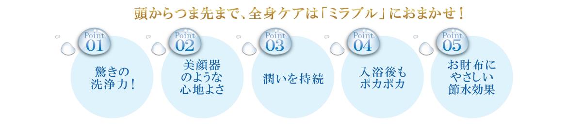 頭からつま先まで、全身ケアは「ミラブル」におまかせ！